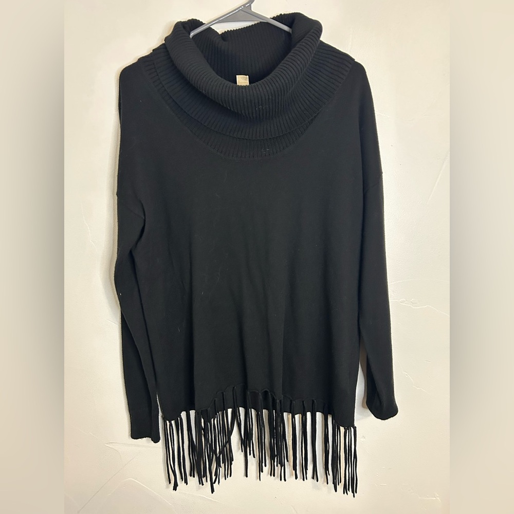 Michael Kors turtle neck fringed sweater